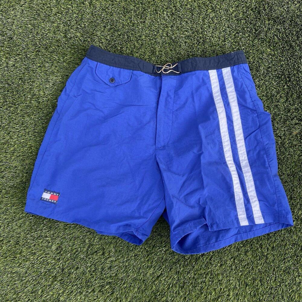 Tommy Hilfiger Summer Swim trunks Size Large Vintage 1990s Men’s Blue And White